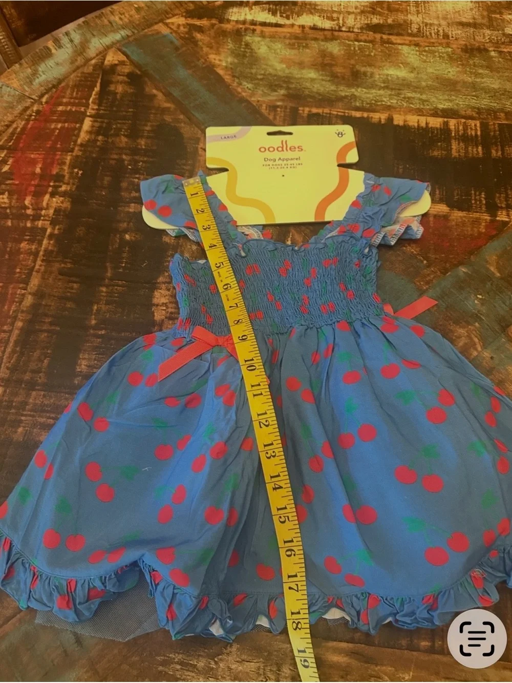 Dog Dreas Oodles Blue Tart Cherries Spring Ruffled Large NWT